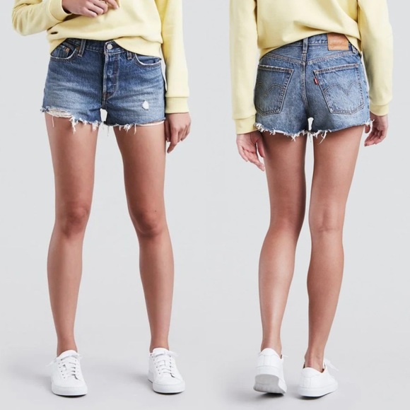 Levi's Pants - LEVI'S Premium 501 Denim Jean Short in Back To Your Heart 26 Medium Wash Boho